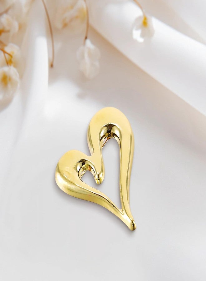 ROBOHOOK Heart Brooches for Women, Designer Heart Goldcute Brooch Gold for Women Fashion Jewelry Gifts Clothing Decoration Accessories(Gold, Silver) - Image 2